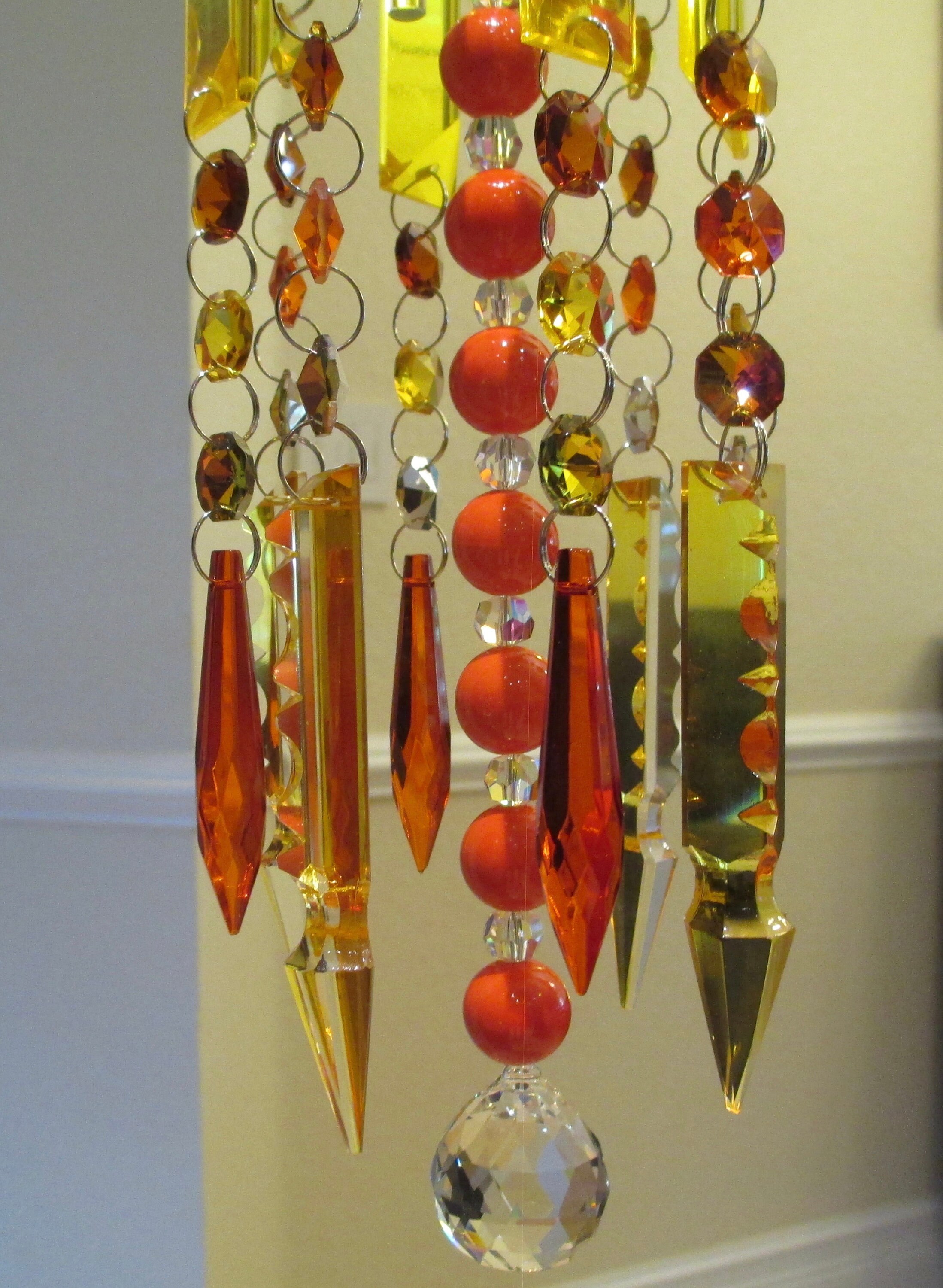 Yellow and Orange Crystal Wind Chime Chandelier Crystal Etsy