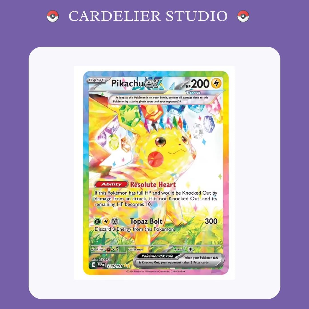 ポケモンカードゲーム　ピカチュウEX 英語版　238/191 PSA 10 Pikachu ex 238/191 Sv08: Surging Sparks Holo Gem Mint