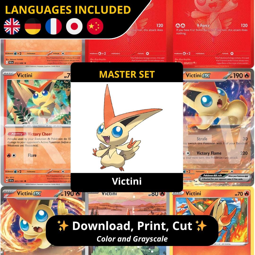 Victini Master Set Binder Pages Printable PDF | Pokémon TCG