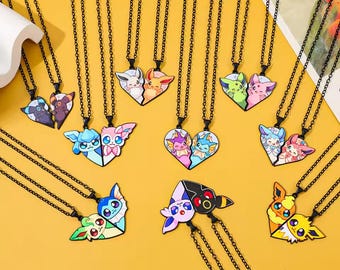 ポケモン イーブイ進化系ハートネックレス（アソート）、ブラッキー エーフィネックレス、シャワーズ ニンフィアペンダント、親友へのギフト