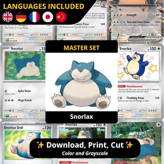 Snorlax Master Set Binder Pages Printable PDF | Pokémon TCG