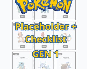Flerspråkig pokedex Gen 1 Pokémon-pärm platshållare + checklista – Kanto 1 till 151 – Direkt digital utskrivbar PDF – 3 språk (en/fr/de)