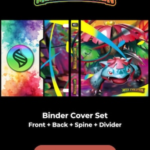 Pokémon TCG Mega Evolution Pärmomslag och Ryggetiketter | Digital Nedladdning | Mega Evolution-set