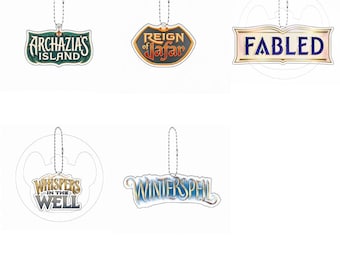 Lorcana sleutelhanger | TCG-setlogo (Archazia's Island, Reign of Jafar, Fabled, Whispers in the Well Winterspell) – Accessoire voor mappen en verzamelaars