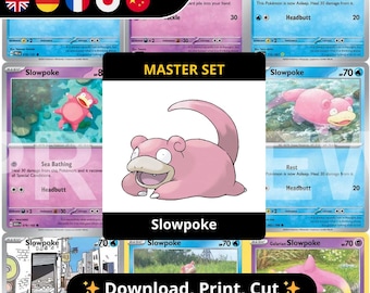 Slowpoke Master Set Binder Pages Printable PDF | Pokémon TCG Placeholder Pages | Complete Slowpoke Collection Binder Digital Download