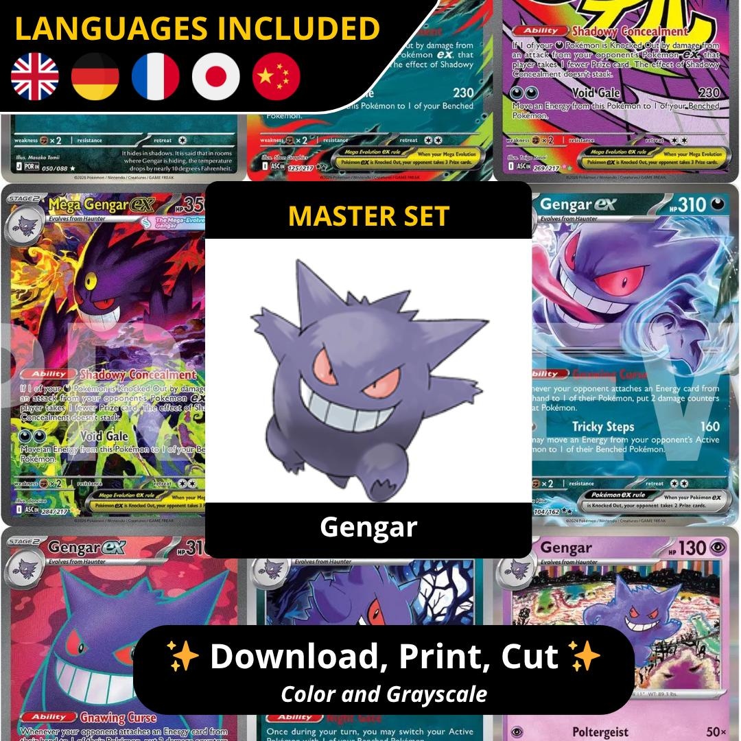 Gengar Master Set Binder Pages Printable PDF | Pokémon TCG