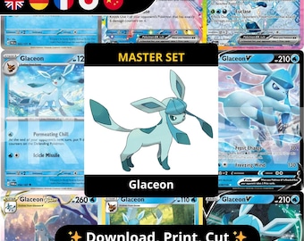 Glaceon Master Set Binder Pages Printable PDF | Pokémon TCG Placeholder Pages | Complete Glaceon Collection Binder Digital Download