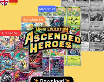 昇格ヒーローセット 印刷可能 – マスターセットとコンプリートセット + グレード + チェックリスト – ポケモン TCG バインダーページ - デジタルプレースホルダー - ドイツ語/英語