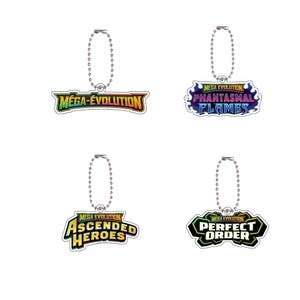 Pokémon Keychain | TCG Set Logo (Mega Evolution, phantasmal Flames, Ascended Heroes ...) – Binder & Collector Accessory