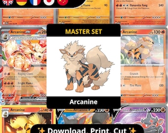 Arcanine Master Set Binder Pages Printable PDF | Pokémon TCG Placeholder Pages | Complete Arcanine Collection Binder Digital Download