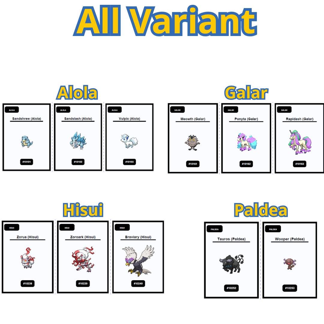 ポケモン全国図鑑1025：印刷可能なバインダーページとプレースホルダー