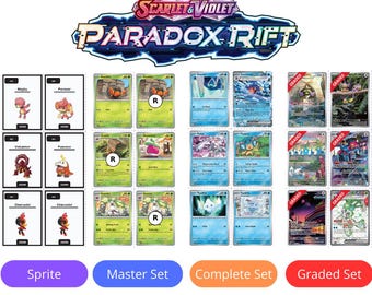 Pokémon TCG 4-in-1 Binder Pages Paradox Rift – Master, Complete Sets + Graded + Sprite – Instant Digital Download Placeholders PDF