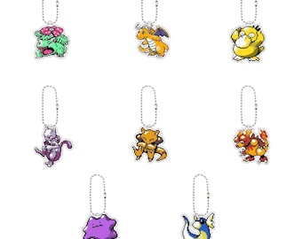 Pokémon Keychain | TCG Master Set (Venusaur, Mewtwo, Abra, Dragonair, Dragonite, Ditto, Magmar, Psyduck) – Binder & Collector Accessory