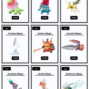Pokémon National Dex Binder Pages (1–1025 + Mega / Regionaal / GMax) | Meertalige tijdelijke aanduiding (pdf) | Master Set Tracker | EN/FR/DE Afdrukbaar afbeelding 13