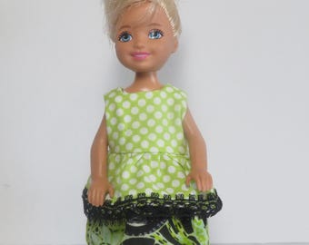 CHELSEA Capas y encaje verde y negro