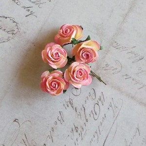 20 Moerbei papier bloemen, Scrapbooking verfraaiing, Rozen, Bruiloft, Bruidsdouche, Kaart maken, Zonsopgang, Mixed Media, Mini Album,