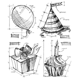 Stampers Anonymous, Tim Holtz, Birthday Blue Print, CMS 153