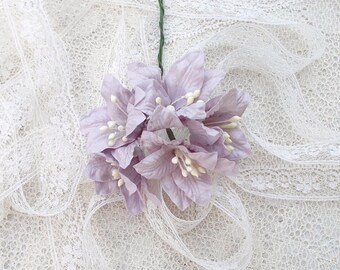 Shabby Chic Lily Flowers for Scrapbooking, Card Making, Altered Art, Tags, Mixed Media, Wedding, Lavender