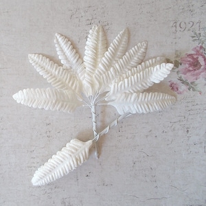 40 White Fern Paper leaves for Scrapbooking, Card Making, Mixed Media, Mini Album