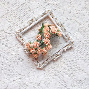 Mini Mulberry Paper Roses, 40 Count, Wedding, Scrapbooking, Mixed media, Peach