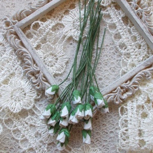 Teeny Tiny Mulberry Paper Rose Buds, Wedding, Scrapbooking, Mixed media, White