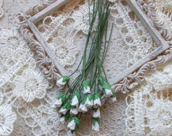 Teeny Tiny Mulberry Paper Rose Buds, Wedding, Scrapbooking, Mixed media, White