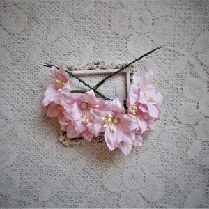 Shabby Chic Lily Flowers voor scrapbooking, kaart maken, gewijzigde kunst, Tags, mixed media, bruiloft, lichtroze