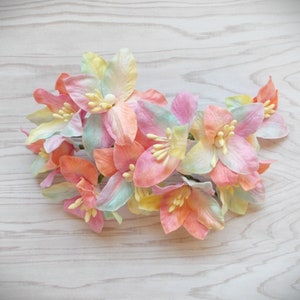 Shabby Chic Lily Bloemen voor Scrapbooking, Card Making, Altered Art, Tags, Mixed Media, Bruiloft, Unicorn