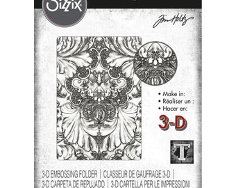 Tim Holtz, 3-D Embossing Folder, A6, Damask, Scrapbooking, Card Making, Home Decor, Mixed Media, Mini Album