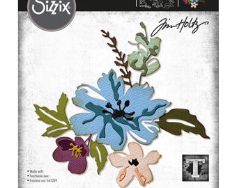 Tim Holtz, Sizzix, Thinlits, Brushstroke Flowers #2