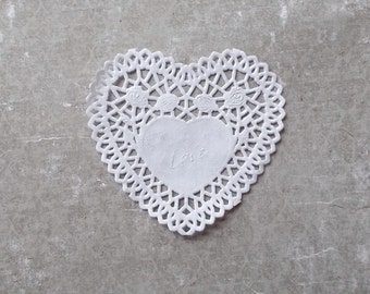 50 Count, Rustic Heart Doily Doilies, 4 inch, Wedding, Wedding, French Lace Doily, Card Making, Scrapbooking, Gift Wrap, White