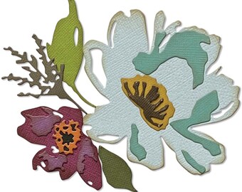 Tim Holtz, Sizzix, Penseelstreekbloemen #3, Thinlits