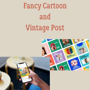 Grillige cartoonsjablonen en vintage postsjabloon