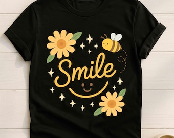 Smiley Daisy Blumen Lächeln PNG: Glückliches Gesicht mit Schleife (Digitaler Download)
