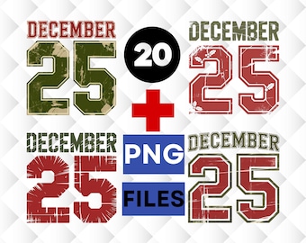 Distressed December 25 PNG bundle, Vintage Christmas PNG, Varsity Holiday Design, Retro Christmas Sublimation, Christmas Holiday Day PNG