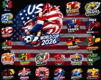 World Cop 2026 Soccer Designs, World Countries PNG Bundle, Football Nations Clipart, International Soccer Teams PNG, World Cop Teams Png