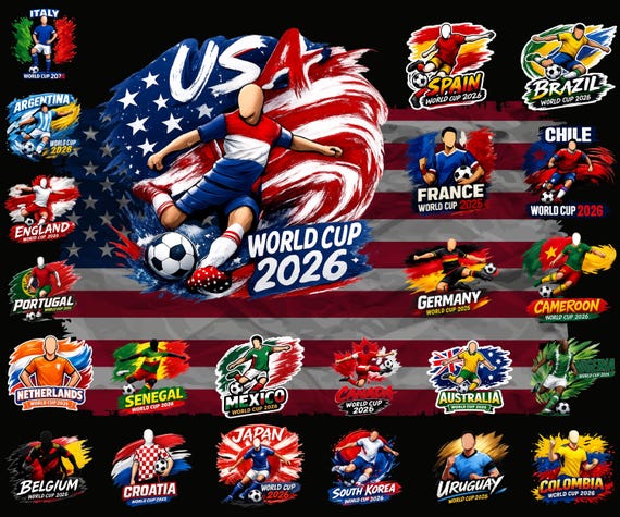 World Cop 2026 Soccer Designs, World Countries PNG Bundle, Football Nations Clipart, International Soccer Teams PNG, World Cop Teams Png