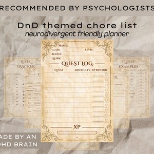 DnD-Abenteuer-Aufgabenplan zum Ausdrucken | Spielerische Haushaltsreinigung & Belohnungen