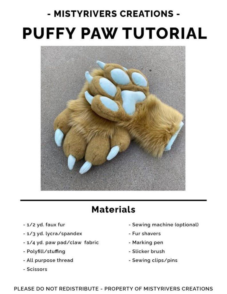 Paw Tutorial 4-finger Fursuit Puffy Paw Pattern (PDF TEMPLATE) - Etsy