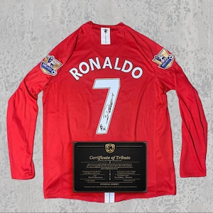 Maglia commemorativa di C. Ronaldo del 2008 / Autografo stampato / Maglia classica rossa del Manchester / Regalo per i fan di CR7 immagine 1