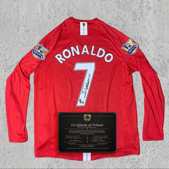C. Ronaldo 2008 Tribute Jersey | Printed Signature | Classic Manchester Red Shirt | CR7 Fan Gift
