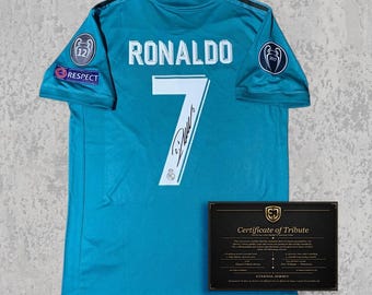 Camiseta conmemorativa de Cristiano Ronaldo 2018 / Firma estampada / Camiseta clásica de visitante española / Regalo para fans de CR7