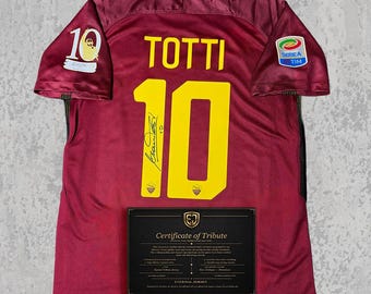 F. Totti 2017 Tribute Jersey (Bedruckt) | Roman Carmine Classic Fussball Trikot | Handsigniertes Fan Geschenk