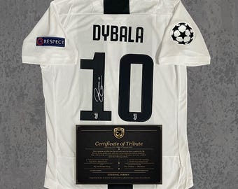 Paulo Dybala 2019 No.10 bedrucktes Signature Tribute Jersey | Turin Inspiriert Weiß Schwarz | Fußball-Legende Geschenk