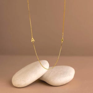 Initial Birthstone, Dainty Letter Necklace in Box Chain, minimalist Gold Jewerly, Personalized Gift for Her, Mother&#39;s Gift, E
