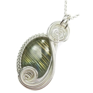 Sterling Silver Labradorite Wire-Wrapped Pendant