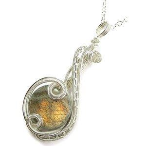 Sterling Silver Labradorite Wire Wrap Pendant