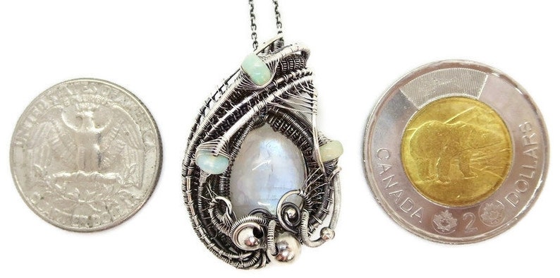 Rainbow Moonstone Pendant with Ethiopian Welo Opals image 8