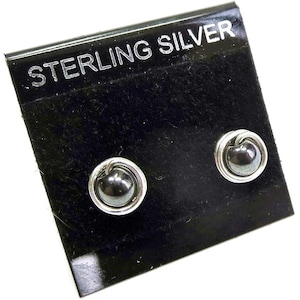 Hematite and Sterling Silver Wire-Wrapped Stud Post Earrings