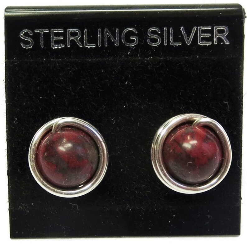 Red Jasper & Sterling Silver Post Earrings image 2